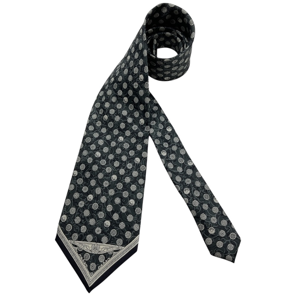 GIANFRANCO FERRE Gary/Silver Geometric Baroque Silk LUXURY Tie ITALY